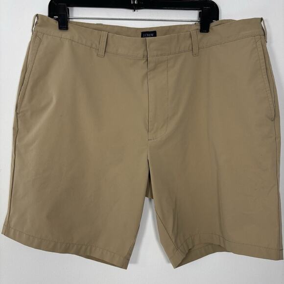 J Crew Tech Shorts Men 38 Khaki Chino Lightweight Stretch 9" Inseam Tan Golf - Picture 2 of 10
